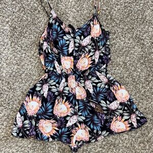 H&M Floral Swim Coverup in Black and Pink